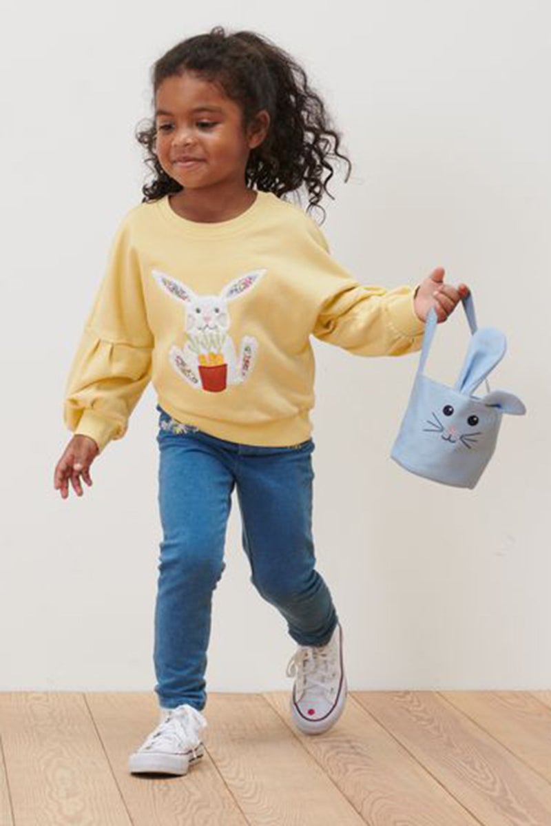 Tchibo Toddlers Girl Embroidered Sweatshirt, Yellow - Image 1